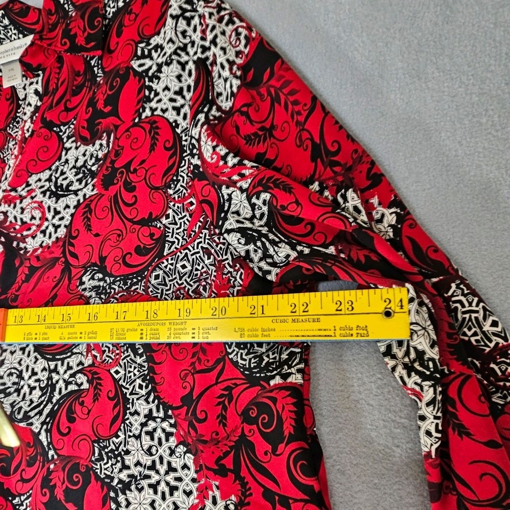 CJ Banks Christopher Banks black / red long blouse Size 1X long sleeve Corpcore - Picture 3 of 8